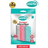 Smarter Premium Antibakteriyel Mikrofiber Temizlik Bezi 40x40 cm - Koku Yapmayan, Leke Tutmayan, Yüksek Emicilik Özellikli, 3'lü Set (Ev ve Ofis Kullanımı İçin)