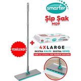 Smarter Yeni Şip Şak Mop + Yer Havlusu Otomatik El Değmeden Tüm Bezlerle Uyumlu Temizlik Seti Paspas - Gri - Yeşil