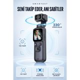 SMARTEST 4K Ultra HD Profesyonel Aksiyon Kamerası | Vlog Kamera, Gimbal, 330° Dönebilir, Yüksek Stabilize, Yüz Takibi, Dokunmatik Ekran