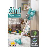 SmartFox Oyuncak Dikey Süpürge 6 in 1 Pilli Sesli, Çocuk Temizlik Oyun Seti