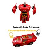 SmartFox Robota Dönüşen Çek Bırak Araba Oyuncak Yarış Arabası Şimşek Mcqueen.