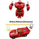 Smartfox Robota Dönüşen Çek Bırak Araba Oyuncak Yarış Arabası Şimşek Mcqueen - Kırmızı