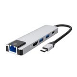 Smartgift 5 Port USB Hub 3.0 Type C to Ethernet/HDMI Dönüştürücü Çoklayıcı Çoğaltıcı (GRİ)