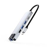 smartgift be generous to your lovers 6 Port USB Hub 3.0 Type C giriş Ethernet/HDMI Dönüştürücü Çoklayıcı Çoğaltıcı (GÜMÜŞ)