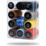 Smartizi 10 Renk Dikiş İpliği Seti (Toplam 1000 Metre) - Kutulu ve Mezura Hediyeli Polyester Makara Seti - Dikiş Makinesi ve El Dikişi İçin Dayanıklı ve Renkli İplik Kiti