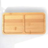 Smartizi 2 Bölmeli Doğal Bambu İkram Tepsisi - Kahve ve Atıştırmalık Sunum Tabağı - Kurabiye ve Çay Servisliği (23x12 cm)