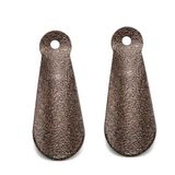 Smartizi 2'li Mini Metal Ayakkabı Çekeceği Seti (10 cm) - Bakır Eskitme Kaplama Cep ve Cüzdan Tipi Portatif Kerata Takımı