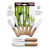 Smartizi 6 Parça Doğal Bambu Kahvaltı ve Sunum Seti - 3 Mini Kokteyl Çatalı ve 3 Tereyağı Reçel Sürme Spatulası