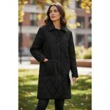 Smartjest H12.KADIN Vintage Uzun Düğmeli Mont - Siyah - 2XL
