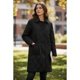 Smartjest H12.KADIN Vintage Uzun Düğmeli Mont - Siyah - XL