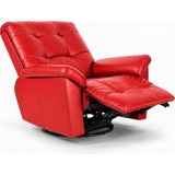 Smarto Relax Basel Elektrikli Masajlı Döner Sallanan TV Koltuğu Kontrol Panelli Ergonomik Gerçek Deri Baba Koltuğu - Kırmızı - Ceviz