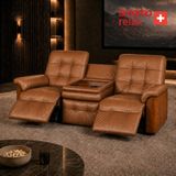 Smarto Relax Berlin 3’lü Orta Konsollu Bardaklıklı Yatar Ayak Uzatmalı Ergonomik Deri Sinema TV Koltuğu - Kahverengi