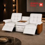 Smarto Relax Berlin 3’lü Tv Koltuğu Orta Konsollu Bardaklıklı Deri Yatan Ayak Uzatmalı Ergonomik Sinema Koltuğu - Beyaz