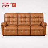 Smarto Relax Berlin 3’lü Tv Koltuğu Orta Konsollu Bardaklıklı Deri Yatan Ayak Uzatmalı Ergonomik Sinema Koltuğu - Kahverengi
