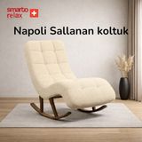 Smarto Relax Dinlenme Koltuğu –, Sallanan Ergonomik, Teddy Kumaş, Modern Dekoratif Tekli Koltuk (Salon/oturma Odası) (Ekru )