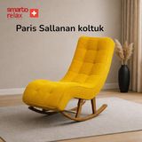 Smarto Relax Dinlenme Koltuğu –, Sallanan Ergonomik, Teddy Kumaş, Modern Dekoratif Tekli Koltuk (Salon/oturma Odası) (Sarı)