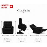 Smarto Relax Porto Liftli Tv Koltuğu Çift Motorlu Elektrikli Hasta Koltuğu Polyester Kumaş Baba Koltuğu - Siyah
