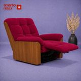 Smarto Relax Porto TV Koltuğu Elektrikli Masajlı Isıtmalı Döner Sallanan Ahşap Yan Panelli Polyester Kumaş Baba Koltuğu - Bordo