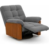Smarto Relax Porto TV Koltuğu Elektrikli Masajlı Isıtmalı Döner Sallanan Ahşap Yan Panelli Polyester Kumaş Baba Koltuğu - Gri