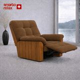 Smarto Relax Porto TV Koltuğu Elektrikli Masajlı Isıtmalı Döner Sallanan Ahşap Yan Panelli Polyester Kumaş Baba Koltuğu - Kahverengi
