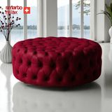 Smarto Relax Swiss Style Puf Evolene Ayaksız Kapitoneli baby face Dekoratif 100x45 cm Ayaksız Kapitoneli Dekoratif puf (Kırmızı)