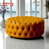 Smarto Relax Swiss Style Puf Evolene Ayaksız Kapitoneli baby face Dekoratif 100x45 cm Ayaksız Kapitoneli Dekoratif puf (Sarı)