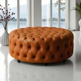 Smarto Relax Swiss Style Puf Evolene Ayaksız Kapitoneli baby face Dekoratif 100x45 cm Ayaksız Kapitoneli Dekoratif puf (Turuncu)