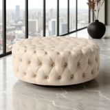 Smarto Relax Swiss Style Puf Evolene Ayaksız Kapitoneli baby face Dekoratif 100x45 cm Ayaksız Kapitoneli Dekoratif puf(Bej)