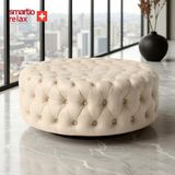 Smarto Relax Swiss Style Puf Evolene Ayaksız Kapitoneli baby face Dekoratif 100x45 cm Ayaksız Kapitoneli Dekoratif puf(Ekru)