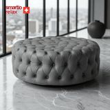 Smarto Relax Swiss Style Puf Evolene Ayaksız Kapitoneli baby face Dekoratif 100x45 cm Ayaksız Kapitoneli Dekoratif puf(Gri)