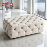 Smarto Relax Swiss Style Puf Guarda Ayaksız Kapitoneli Dekoratif 80x45x45 cm Ayaksız Kapitoneli Dekoratif puf(Ekru)