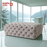 Smarto Relax Swiss Style Puf Soglio Ayaksiz Kapitoneli 100x45x45 Puf Ayaksız Kapitoneli Dekoratif puf(Ekru)