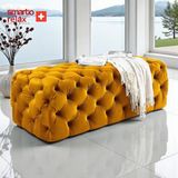 Smarto Relax Swiss Style Puf Soglio Ayaksiz Kapitoneli 100x45x45 Puf Ayaksız Kapitoneli Dekoratif puf(Sarı)