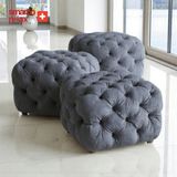 Smarto Relax Swiss Style Puf Zinal Ayaksız Kapitoneli Kare 45x45 cm baby face Dekoratif Kapitoneli Dekoratif puf (Gri)