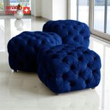 Smarto Relax Swiss Style Puf Zinal Ayaksız Kapitoneli Kare 45x45 cm baby face Dekoratif Kapitoneli Dekoratif puf (Lacivert)