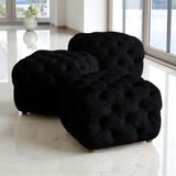 Smarto Relax Swiss Style Puf Zinal Ayaksız Kapitoneli Kare 45x45 cm baby face Dekoratif Kapitoneli Dekoratif puf (Siyah)