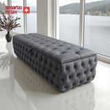 Smarto Relax Swiss Style Saas-Fee Sandıklı baby face Puf, Kapitoneli Sandıklı, 100x45x45 cm, Babyface Kaplama Dekoratif puf(Gri)
