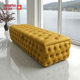 Smarto Relax Swiss Style Saas-Fee Sandıklı baby face Puf, Kapitoneli Sandıklı, 100x45x45 cm, Babyface Kaplama Dekoratif puf(Sarı)