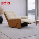 Smarto Relax Ticino Manuel TV Koltuğu Ahşap Yan Panelli Polyester Kumaş Baba Koltuğu - Ekru - Ahşap