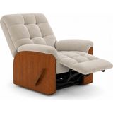 Smarto Relax Ticino Manuel TV Koltuğu Ahşap Yan Panelli Polyester Kumaş Baba Koltuğu - Ekru - Ahşap