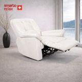 Smarto Relax TV Koltuğu Basel Elektrikli Masajlı Döner ve Sallanan Mekanızmalı Sırt Dayanağı Kontrol Panelli Ergonomik Deri Dekoratif Baba Koltuğu - Beyaz