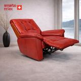 Smarto Relax Tv Koltuğu Basel Elektrikli Masajlı Sırt Dayanağı Kontrol Panelli Ergonomik Deri Dekoratif Baba Koltuğu - Kırmızı - Ceviz