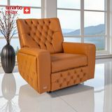 Smarto Relax TV Koltuğu Berjer Frigya Serisi, Elektrikli Kademeli Ergonomik Tasarım, Deri Döşeme, Kontrol Panelli, Doğal Ahşap Arka Panel Klasik Dekoratif Tekli Koltuk (Salon/Oturma Odası) - Kahverengi