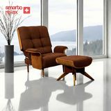 Smarto Relax Tv Koltuğu Berjer (Siyah_altin) – Genova Nova (Berjer + Puf), Döner Mekanizmalı, Ergonomik, Kadife/şönil Kumaş, Dekoratif Tekli Koltuk(Salon/oturma Odası) - Kahverengi - Ceviz