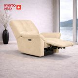 Smarto Relax TV Koltuğu PORTO Comfort Döner ve Sallanan Elektrikli Mekanızmalı Sırt Dayanağı Kontrol Panelli Ergonomik 8 farkli renk seçenek Dekoratif Baba Koltuğu - Ekru