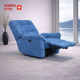 Smarto Relax TV Koltuğu PORTO Comfort Döner ve Sallanan Elektrikli Mekanızmalı Sırt Dayanağı Kontrol Panelli Ergonomik 8 farkli renk seçenek Dekoratif Baba Koltuğu - Mavi