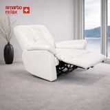 Smarto Relax TV Koltuğu Zürih VIP Elektrikli ve Döner ve Sallanan mekanımalı Sırt Dayanağı Kontrol Panelli Ergonomik Deri Dekoratif Baba Koltuğu - Beyaz