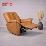 Smarto Relax TV Koltuğu Zürih VIP Elektrikli ve Döner ve Sallanan mekanımalı Sırt Dayanağı Kontrol Panelli Ergonomik Deri Dekoratif Baba Koltuğu - Kahverengi