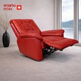 Smarto Relax TV Koltuğu Zürih VIP Elektrikli ve Döner ve Sallanan mekanımalı Sırt Dayanağı Kontrol Panelli Ergonomik Deri Dekoratif Baba Koltuğu - Kırmızı