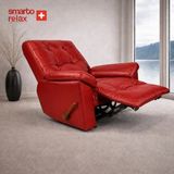 Smarto Relax Vıp Manuel Tv Koltuğu – Gerçek Italyan Deri, Ceviz Ahşap Sırt Detaylı Baba Koltuğu - Kırmızı